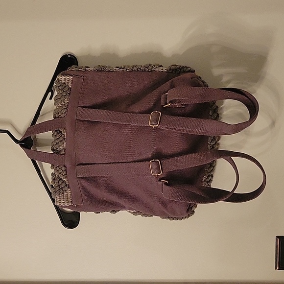 NWOT Grey Diamond Pattern Rucksack Backpack - Picture 2 of 6